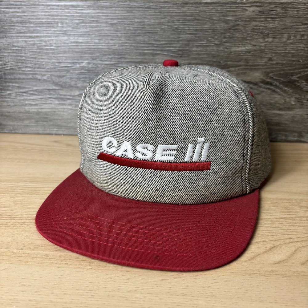 Vintage Case IH Hat Cap Snap Back Trucker K Products Farming Mens 90s Grey Red